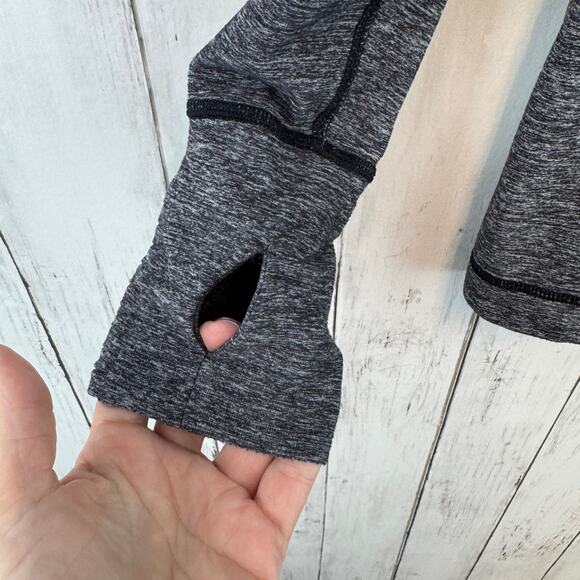 Lululemon Heathered Black Run Back On Track Pullover Hoodie Slim Fit Size 10 - Picture 6 of 15